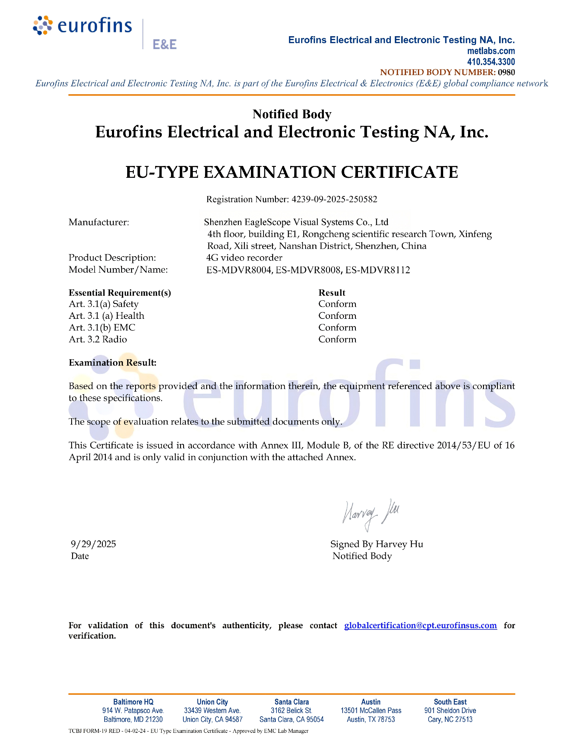 Certificado UE emitido